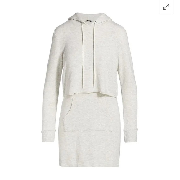NWOT Monrow Supersoft Double Layer Hoody Dress in Ash Gray (Small) - Picture 5 of 15